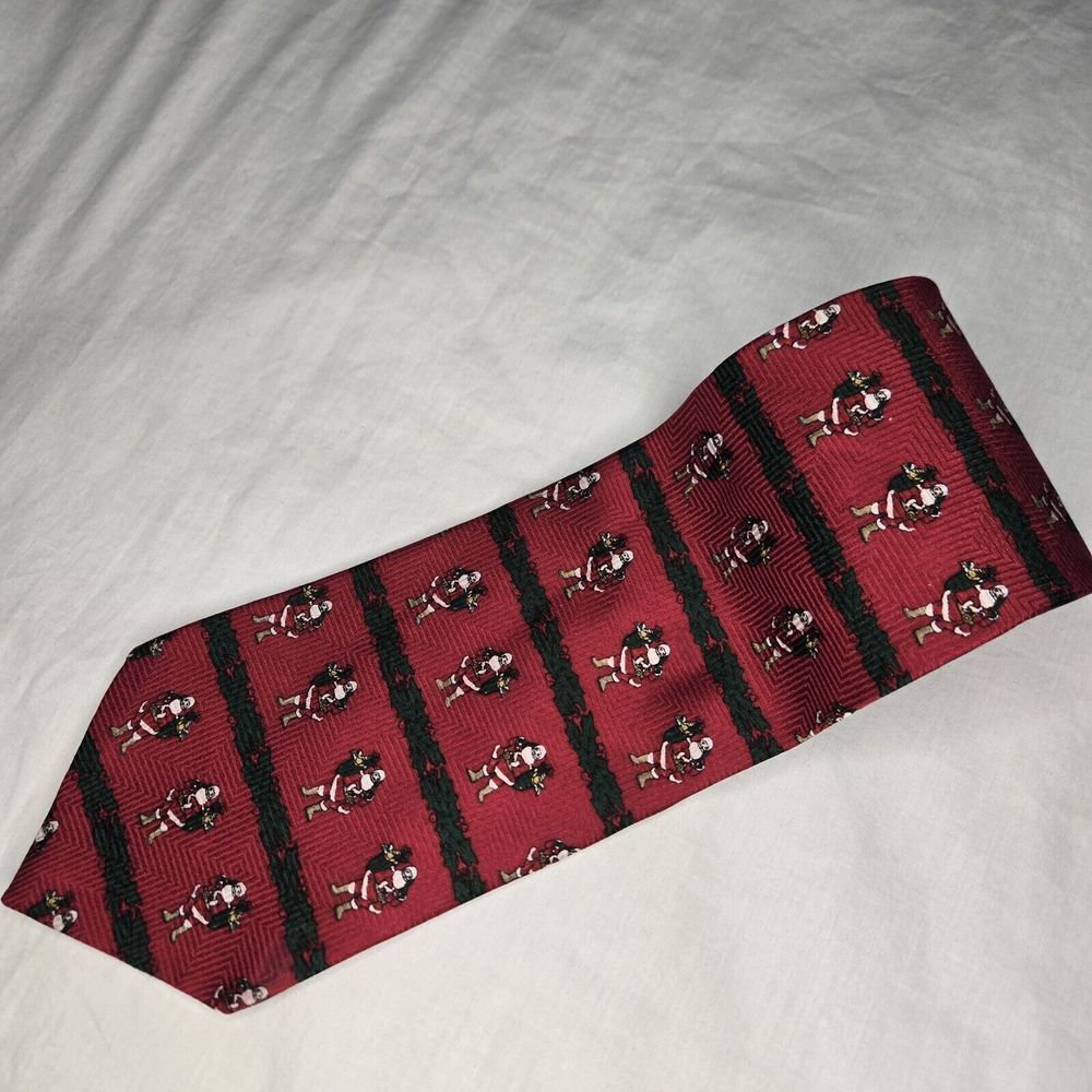 Barbara Blank Tie 100% Silk Santa Claus Christmas Holiday Festive St. Nick Red